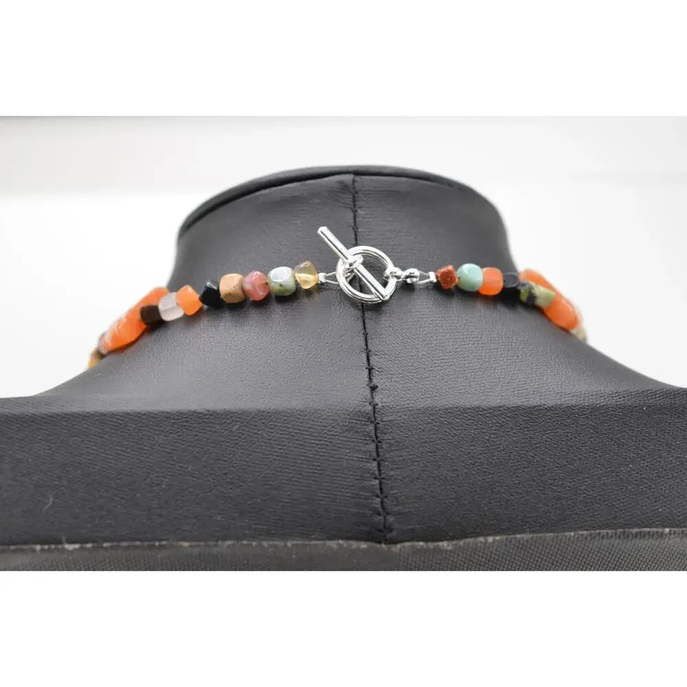 Navajo Mary W. Roanhorse Carved Brown Agate and Glass Necklace Set